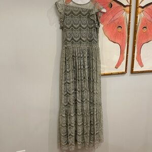 Joyfolie Gray Lace Overlay Dress